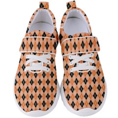 Halloween Inspired Black Orange Diagonal Plaids Women s Velcro Strap Shoes by ConteMonfrey