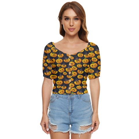 Jack O Lantern  Button Up Blouse by ConteMonfrey