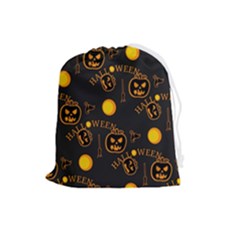 Halloween Background Pattern Drawstring Pouch (large) by Ravend