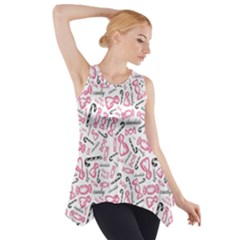 Candy Pink Black-cute Sweat Side Drop Tank Tunic by Ravend