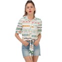 Pattern Colored Line Watercolor Painting Blue Color Splash Tie Front Shirt  View1