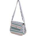 Pattern Colored Line Watercolor Painting Blue Color Splash Saddle Handbag View2