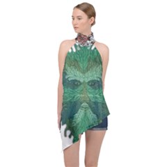 Im Fourth Dimension Colour 76 Halter Asymmetric Satin Top by imanmulyana