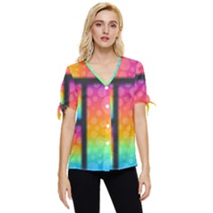 Background Colorful Abstract Bow Sleeve Button Up Top by Wegoenart