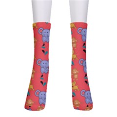 Elephant Cartoon Animal Monkey Crew Socks by Wegoenart