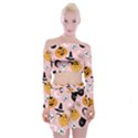 Pumpkin Cat Pattern Skull Off Shoulder Top with Mini Skirt Set View1