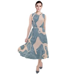 Abstract Art Line Lines Pattern Texture Round Neck Boho Dress by Wegoenart