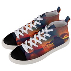 Digital Art Artwork Fantasy Landscape Sky Nature Men s Mid-top Canvas Sneakers by danenraven