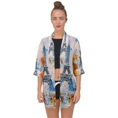 Eiffel Tower Landmark Architecture  Artistic Open Front Chiffon Kimono by danenraven