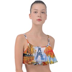 Eiffel Tower Landmark Architecture  Artistic Frill Bikini Top by danenraven