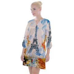 Eiffel Tower Landmark Architecture  Artistic Open Neck Shift Dress by danenraven