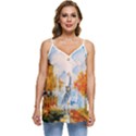 Eiffel Tower Landmark Architecture  Artistic Casual Spaghetti Strap Chiffon Top View1