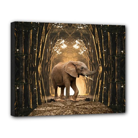 Sculpture Travel Outdoor Nature Elephant Canvas 14  X 11  (stretched) by Wegoenart