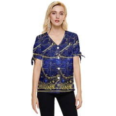 Constellation Horse Dolphin Bow Sleeve Button Up Top by Wegoenart