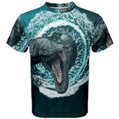 Dinosaur Sea Boat Fantasy Men s Cotton Tee by Wegoenart