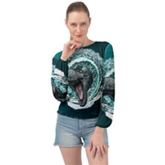 Dinosaur Sea Boat Fantasy Banded Bottom Chiffon Top by Wegoenart