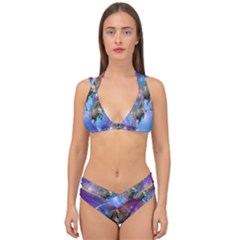 Unicorn Abstract Wave Line Double Strap Halter Bikini Set by Wegoenart