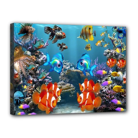 Aquarium Fish Tank Sea Life Canvas 16  X 12  (stretched) by Wegoenart