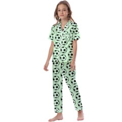 Pattern Ball Soccer Background Kids  Satin Short Sleeve Pajamas Set by Wegoenart