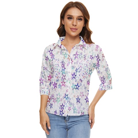 Christmasstars-003 Women s Quarter Sleeve Pocket Shirt by nateshop