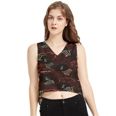 Geometric Pattern Recycle Bin V-neck Cropped Tank Top by Ravend