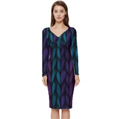 Background Long Sleeve V-neck Bodycon Dress  by nateshop