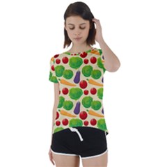 Food Illustration Pattern Texture Short Sleeve Foldover Tee by Ravend