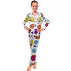 Background Polka Dot Kid s Satin Long Sleeve Pajamas Set by Ravend