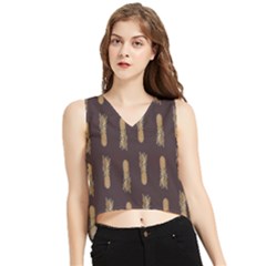 King Pineapple V-neck Cropped Tank Top by ConteMonfrey