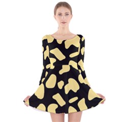 Cow Yellow Black Long Sleeve Velvet Skater Dress by ConteMonfrey