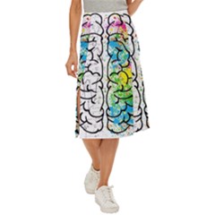 Brain Mind Psychology Idea Drawing Midi Panel Skirt by Wegoenart