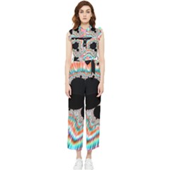 Fractal Abstract Background Women s Frill Top Chiffon Jumpsuit by Wegoenart