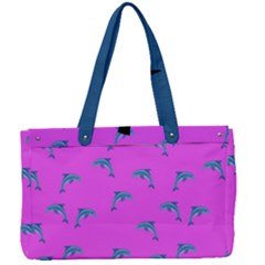Pink And Blue, Cute Dolphins Pattern, Animals Theme Canvas Work Bag by Casemiro