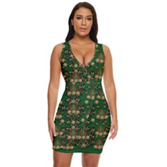 Ganesh Elephant Art With Waterlilies Draped Bodycon Dress by pepitasart