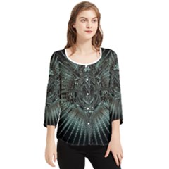 Abstract Art Fractal Artwork Chiffon Quarter Sleeve Blouse by Pakrebo