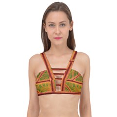 Leaf Veins Texture Autumn Fall Cage Up Bikini Top by Wegoenart