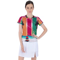Beach Summer Wallpaper Women s Sports Top by Ravend