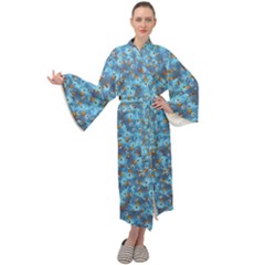 Angry Baby Chicken Illustration Random Pattern Maxi Velour Kimono by dflcprintsclothing