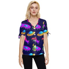 Space Pattern Bow Sleeve Button Up Top by Ravend
