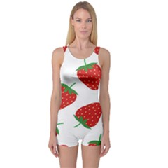 Seamless-pattern-fresh-strawberry One Piece Boyleg Swimsuit by Jancukart