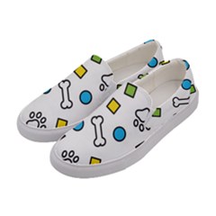 Dog Paw Seamless Pattern Footprint Bone Women s Canvas Slip Ons by Jancukart