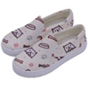 Pug-dog-cat-with-bone-fish-bones-paw-prints-ball-seamless-pattern-vector-background Kids  Canvas Slip Ons View2