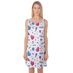 Hearts-seamless-pattern-memphis-style Sleeveless Satin Nightdress by Jancukart