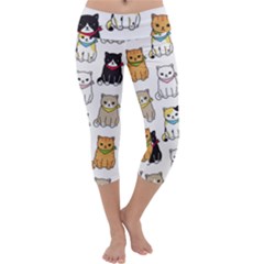 Cat-kitten-seamless-pattern Capri Yoga Leggings by Jancukart