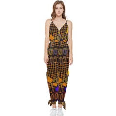 Binary Code Transformation Sleeveless Tie Ankle Chiffon Jumpsuit by Wegoenart