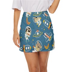 Seamless-pattern-funny-astronaut-outer-space-transportation Mini Front Wrap Skirt by Jancukart