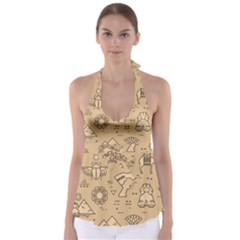 Egyptian-seamless-pattern-symbols-landmarks-signs-egypt Babydoll Tankini Top by Jancukart