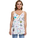 Unicorns-rainbows-seamless-pattern Casual Spaghetti Strap Chiffon Top View1