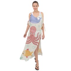Underwater-seamless-pattern-light-background-funny Maxi Chiffon Cover Up Dress by Jancukart