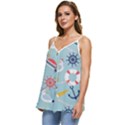 Nautical-marine-symbols-seamless-pattern Casual Spaghetti Strap Chiffon Top View2
